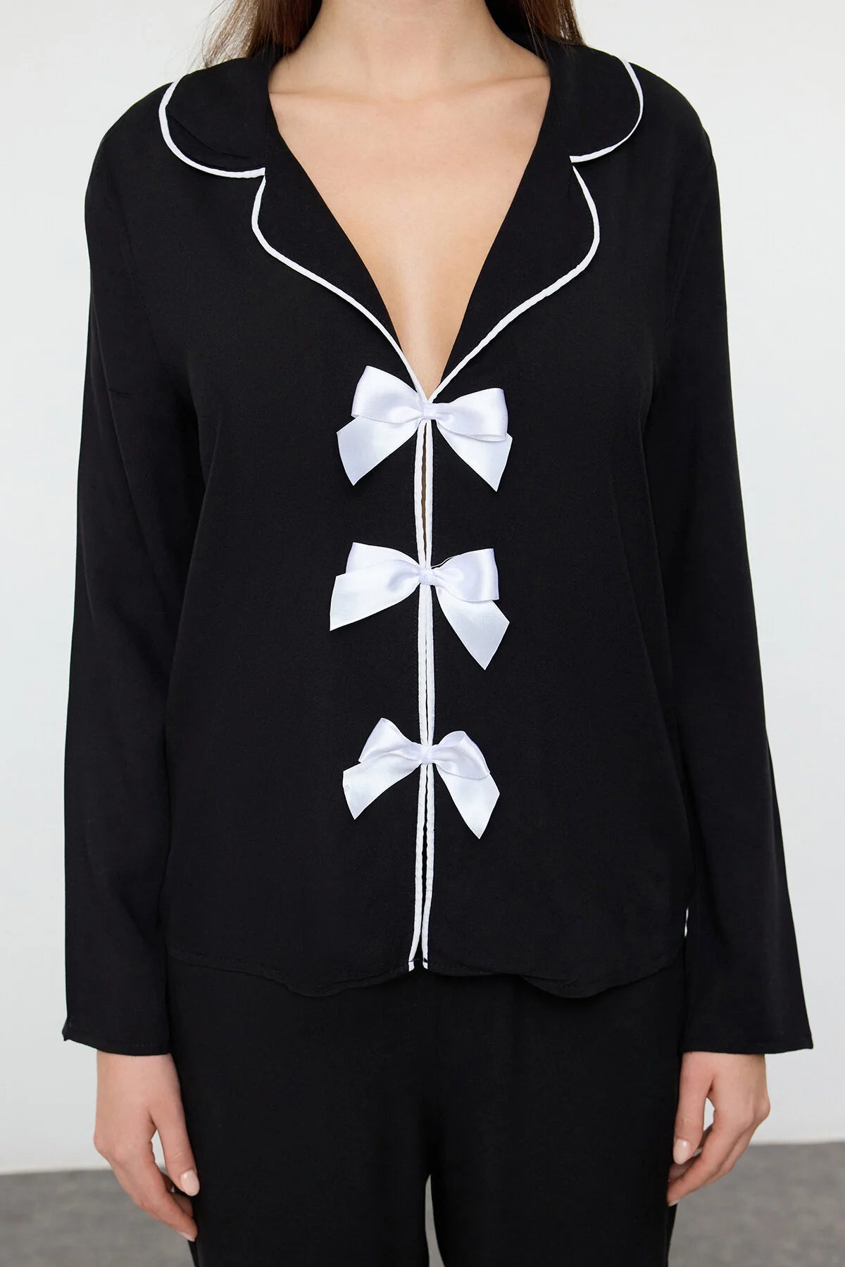 Black Ribbon Bow Pajama Set