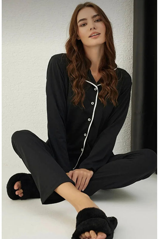 Black long selves pajama set