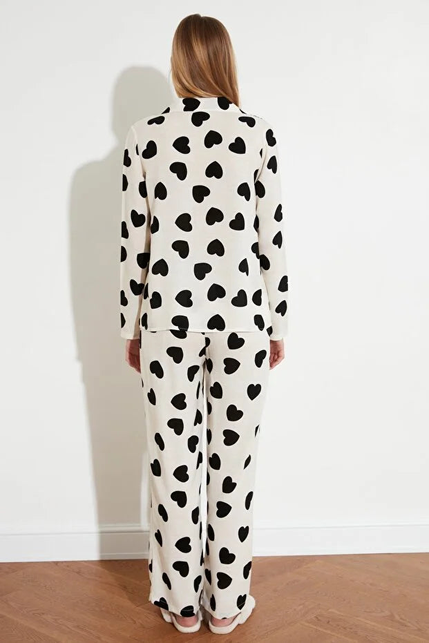 Ecru Heart Viscose pajama set