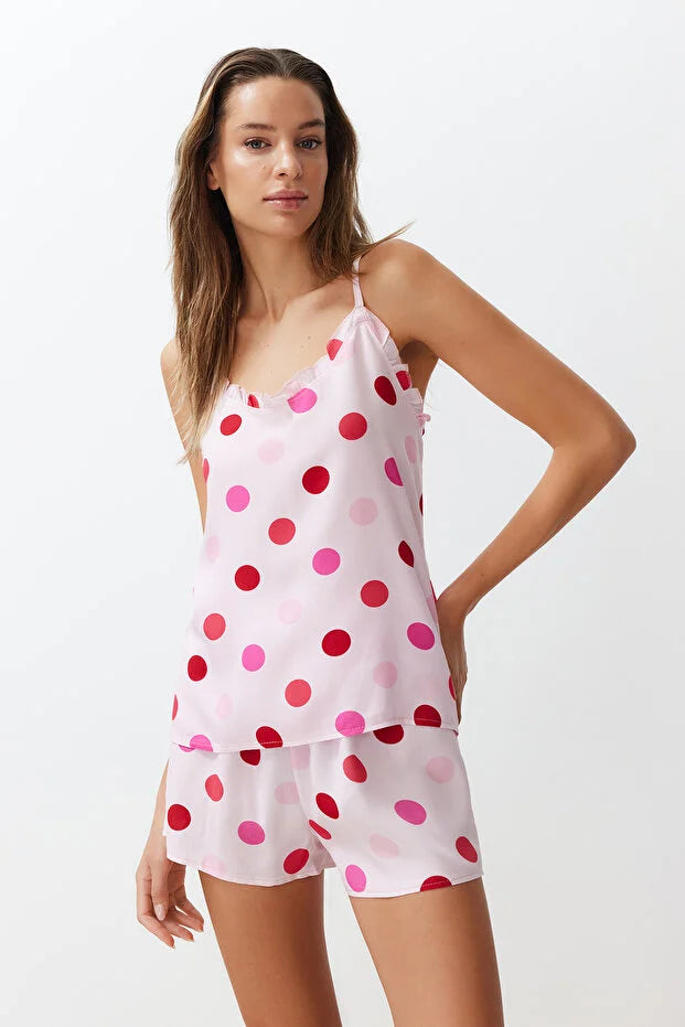Fuchsia polka Dot viscose