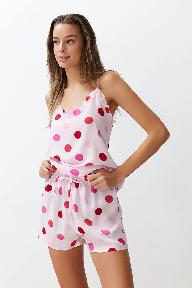 Fuchsia polka Dot viscose