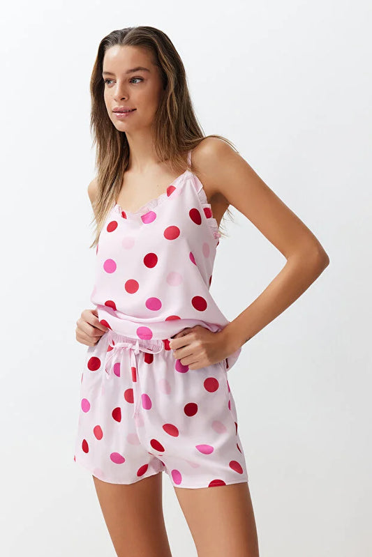 Fuchsia polka Dot viscose