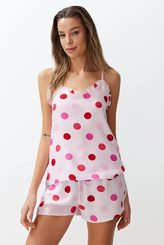 Fuchsia polka Dot viscose