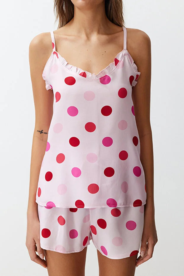 Fuchsia polka Dot viscose