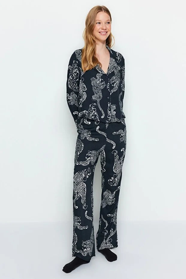Tiger Patterned Pajamas Set
