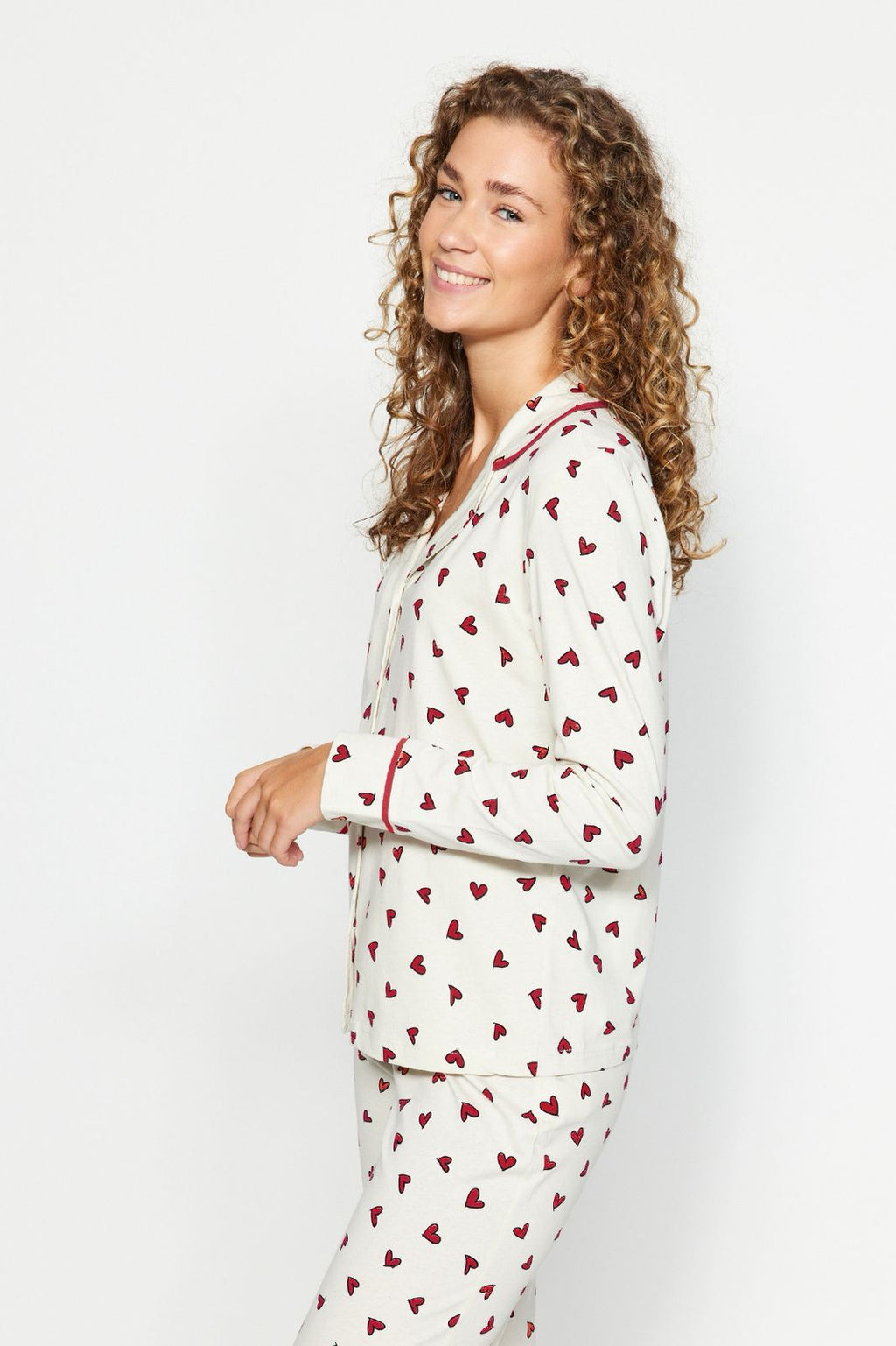 Beige Heart Knitted Pajama