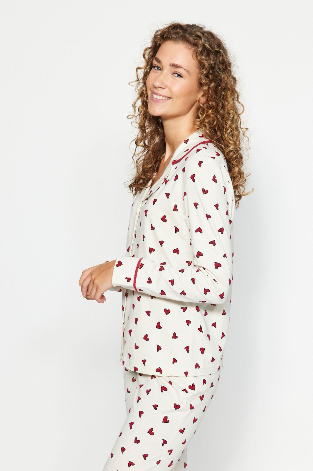 Beige Heart Knitted Pajama
