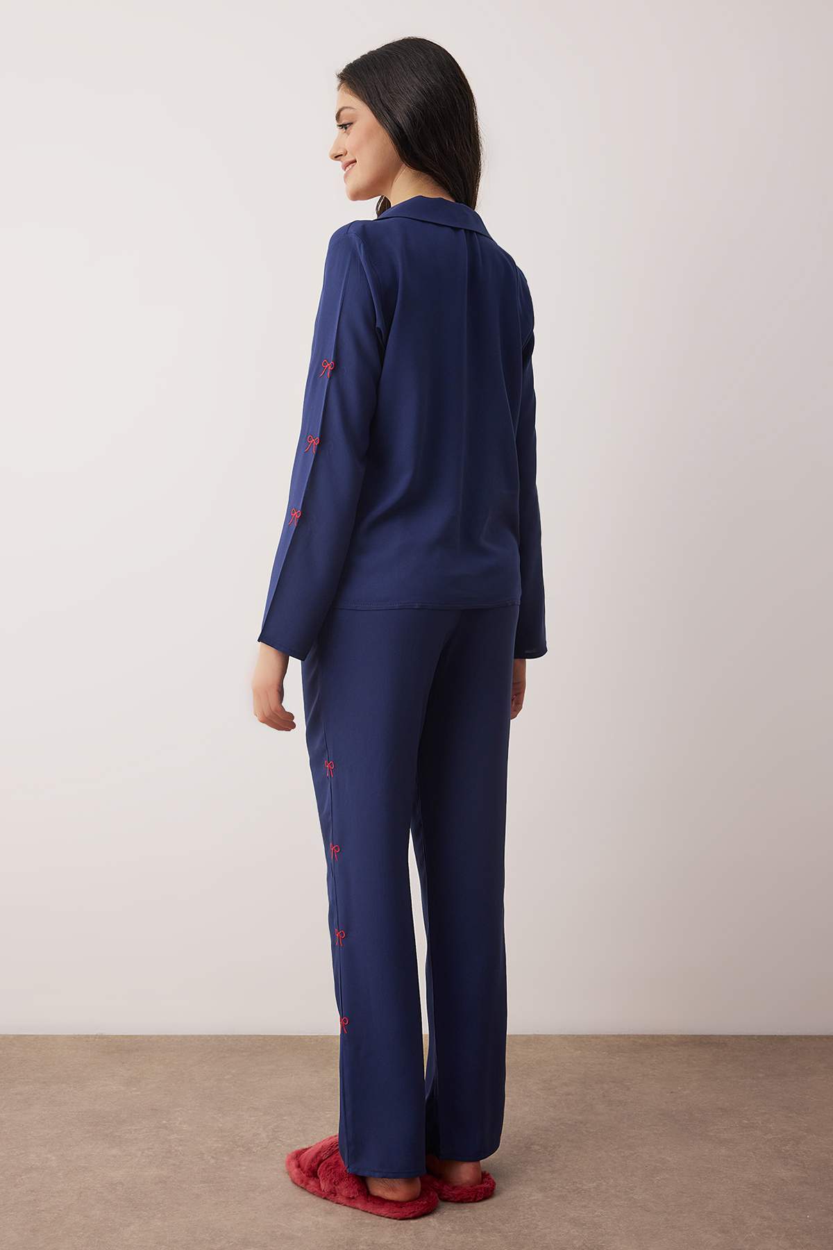 Navy ribbon bow pajama