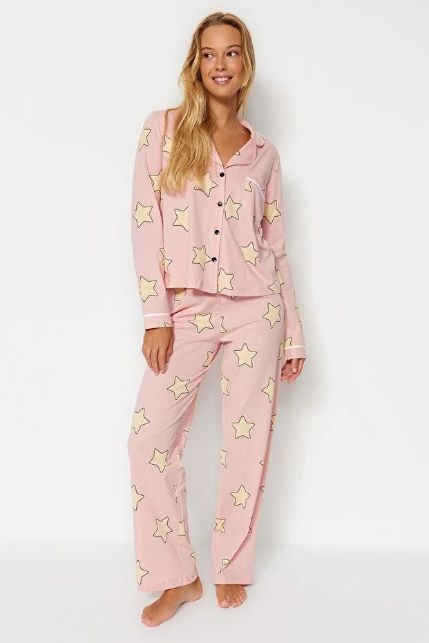 Pink Powder 100% Cotton Star Pattern