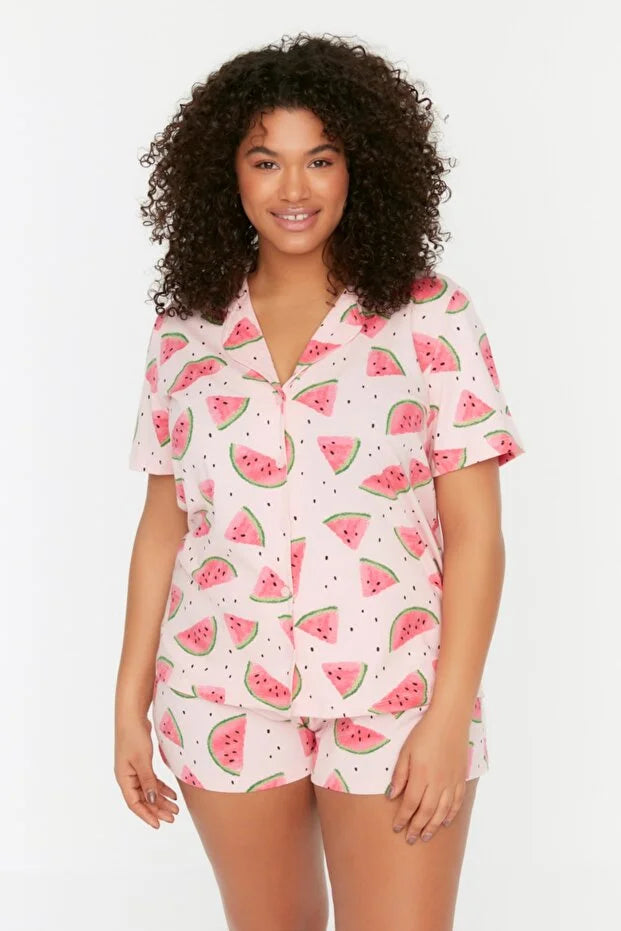 Watermelon Patterned Powder Pajamas Set