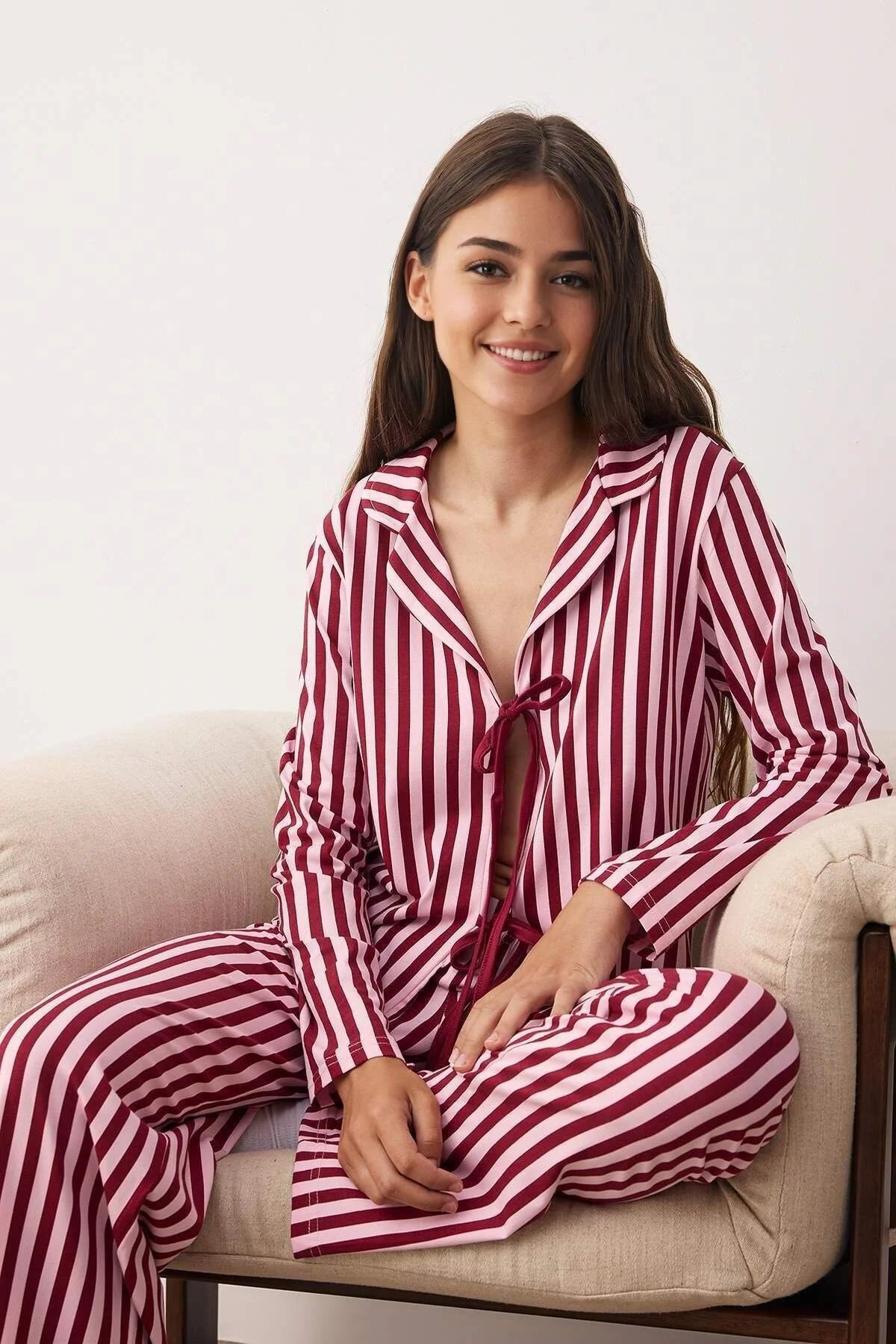 Plum Pink Cotton Striped