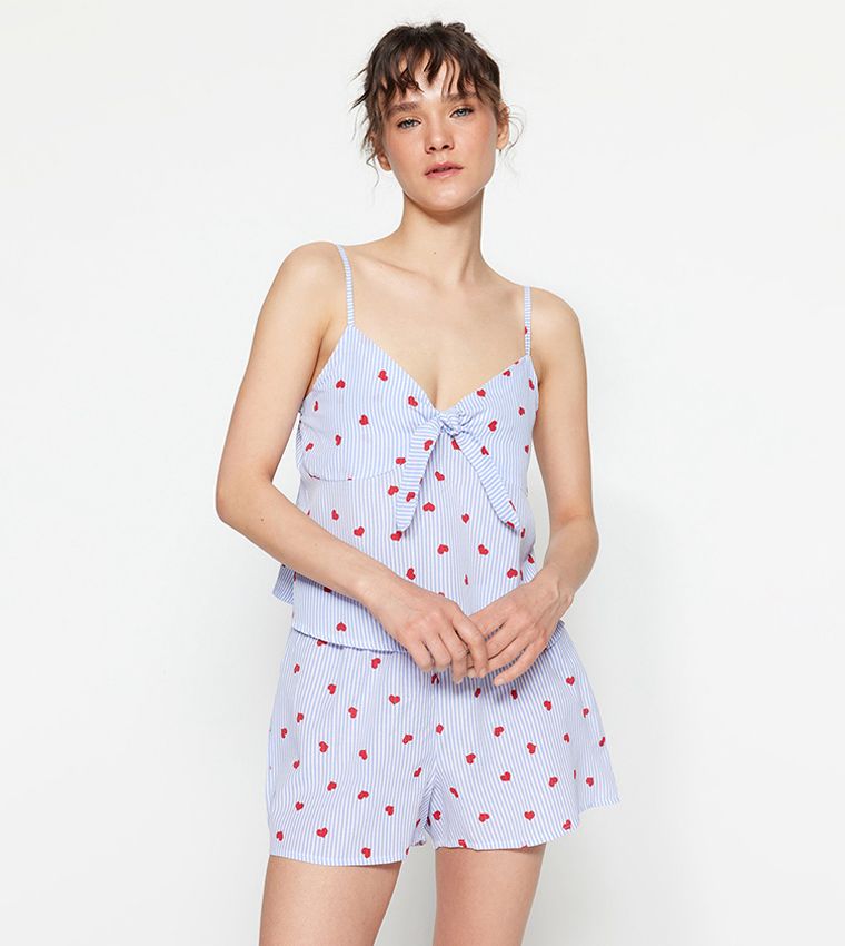 Heart Printed Shorty Pajama