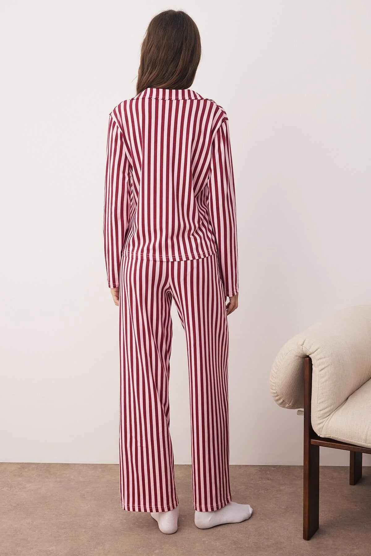Plum Pink Cotton Striped