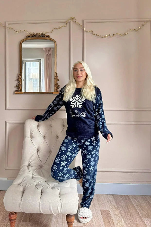 Dark Navy Blue Snowflake