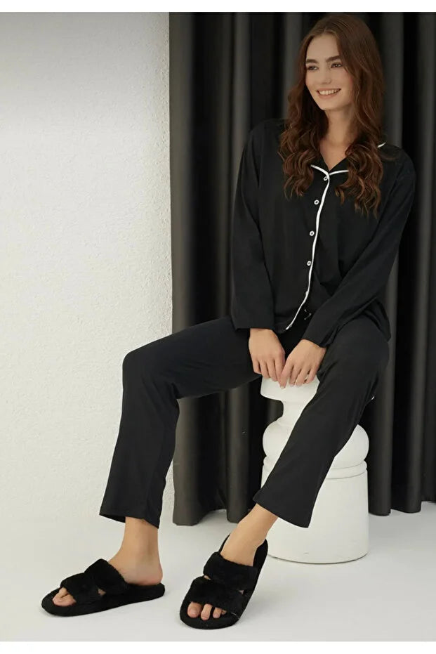 Black long selves pajama set