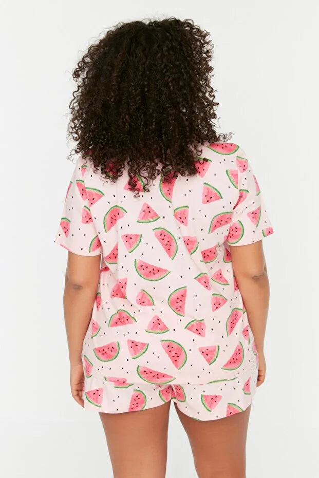 Watermelon Patterned Powder Pajamas Set