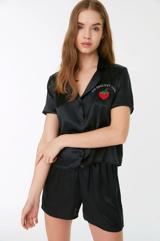 Black Strawberry Satin