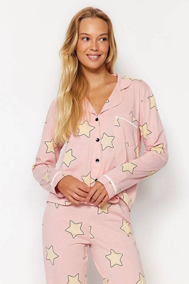 Pink Powder 100% Cotton Star Pattern