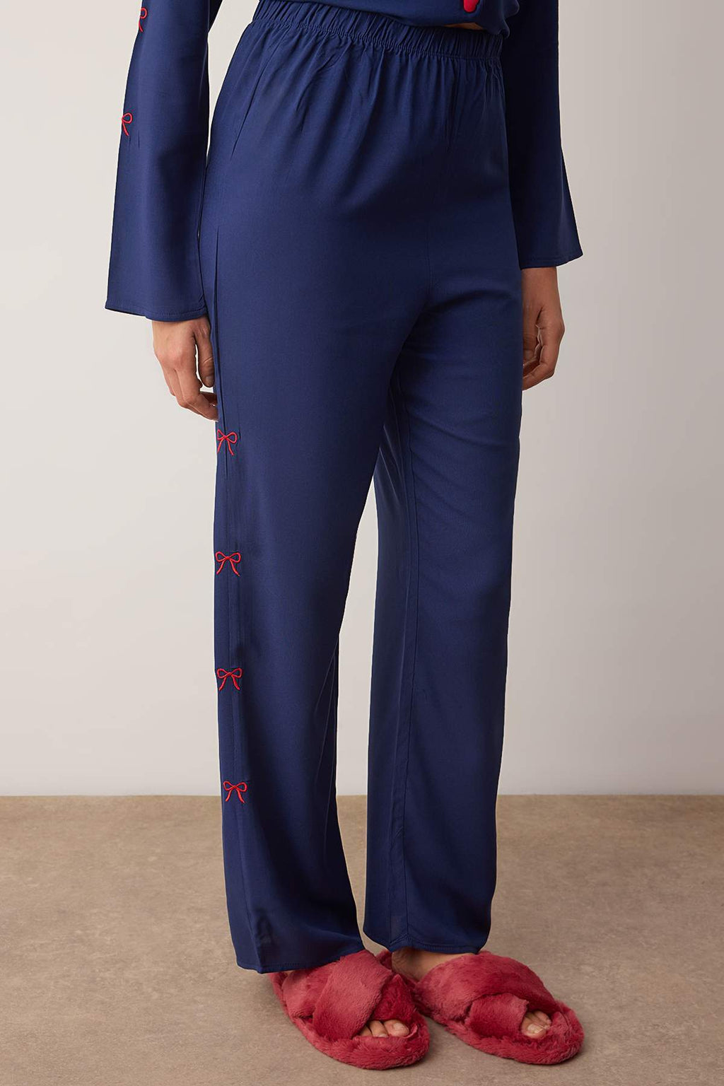 Navy ribbon bow pajama