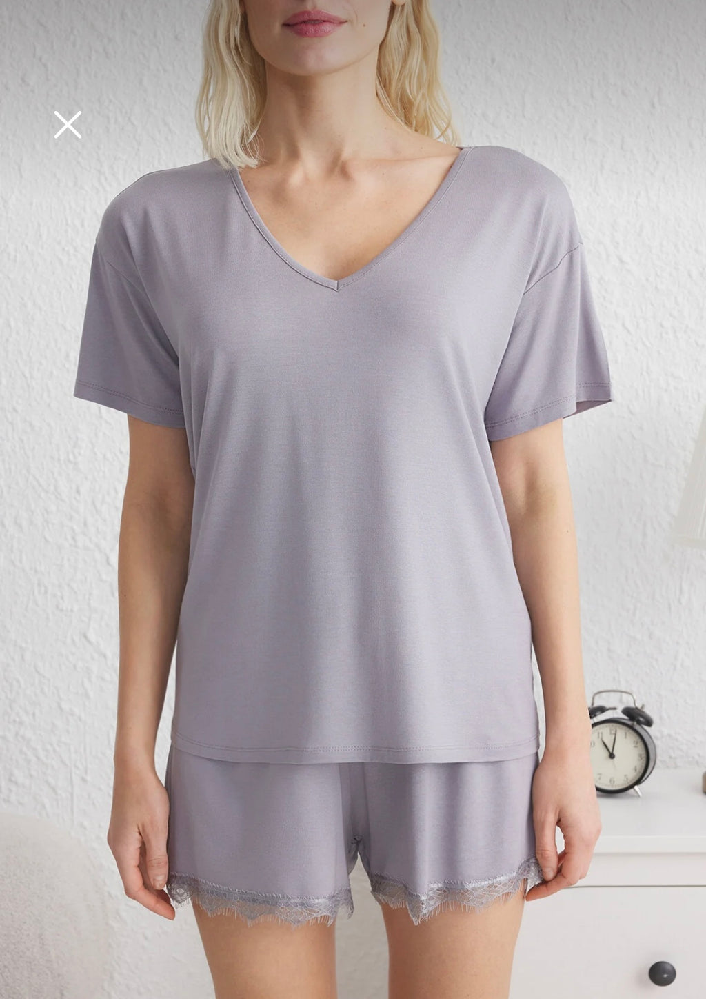 Gray lace pajamas set