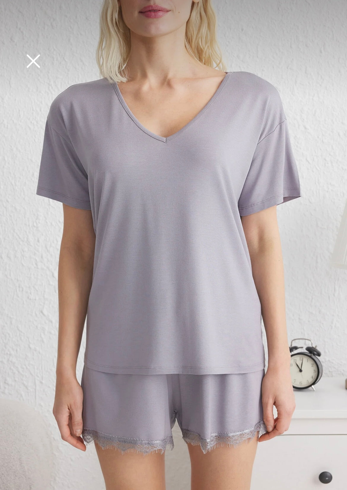 Gray lace pajamas set