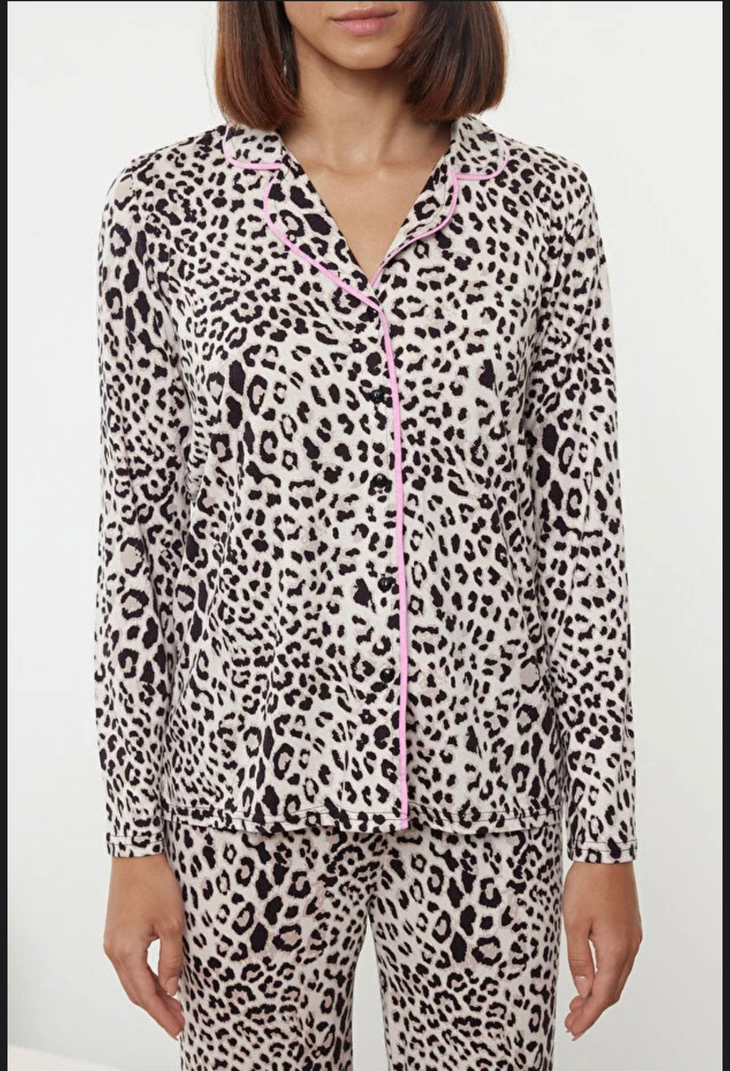 Leopard Print Ribbon/Bow Pajama Set