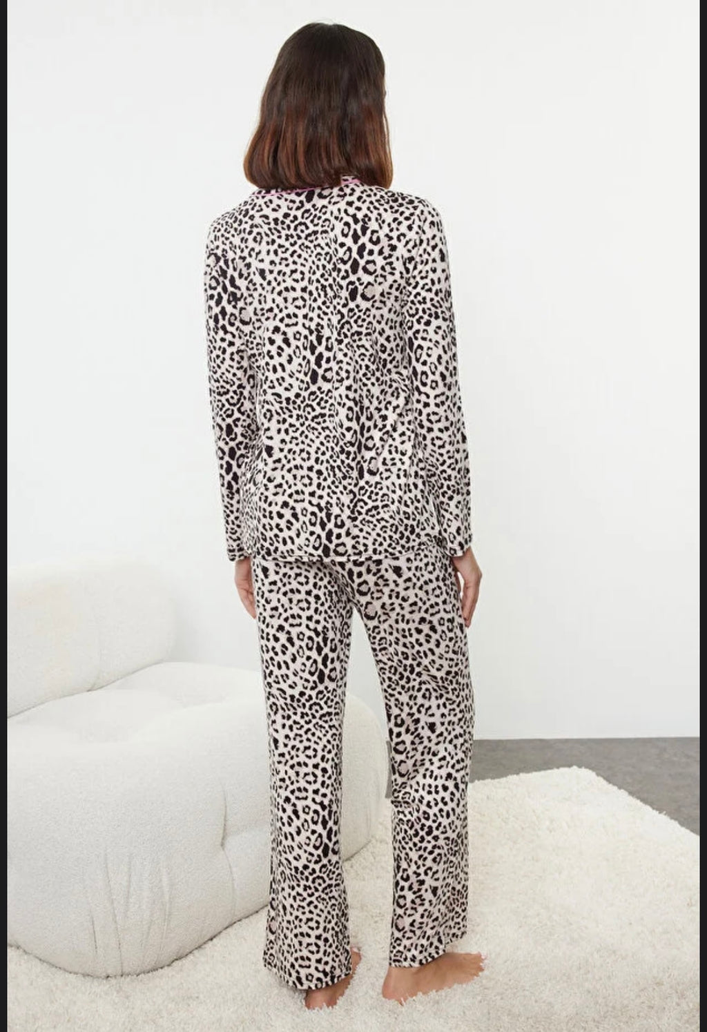 Leopard Print Ribbon/Bow Pajama Set
