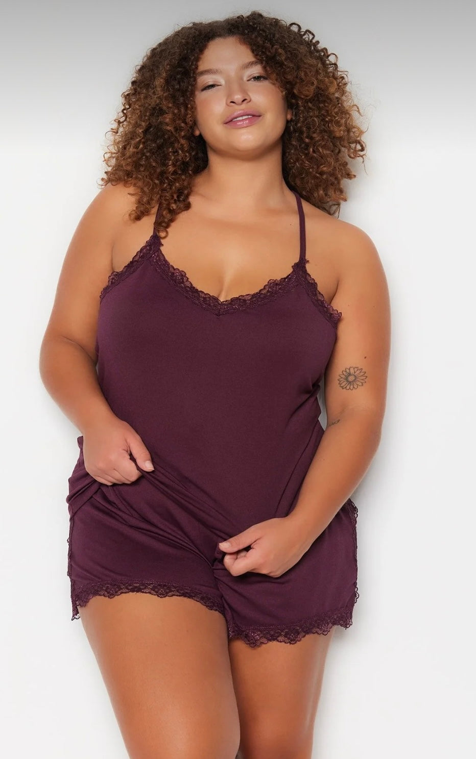 Curve strap knitted pajamas set