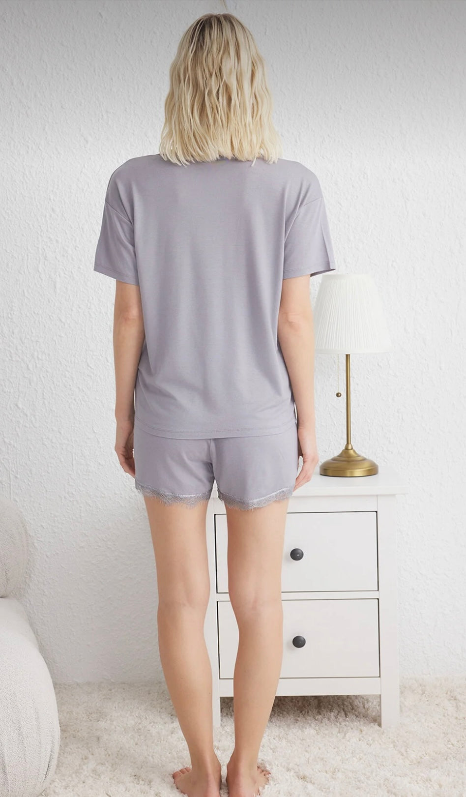 Gray lace pajamas set
