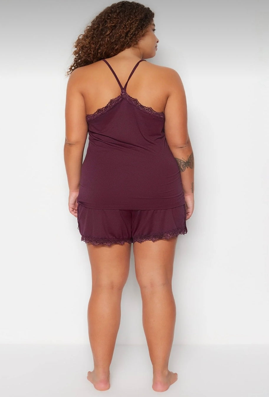 Curve strap knitted pajamas set