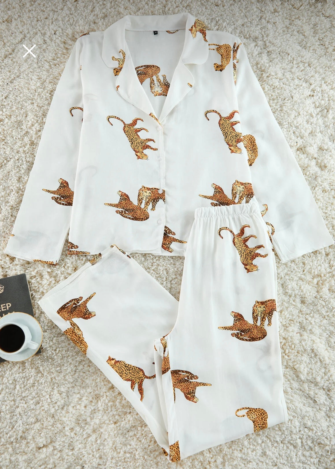 Viscous Ecru pattern pajamas set