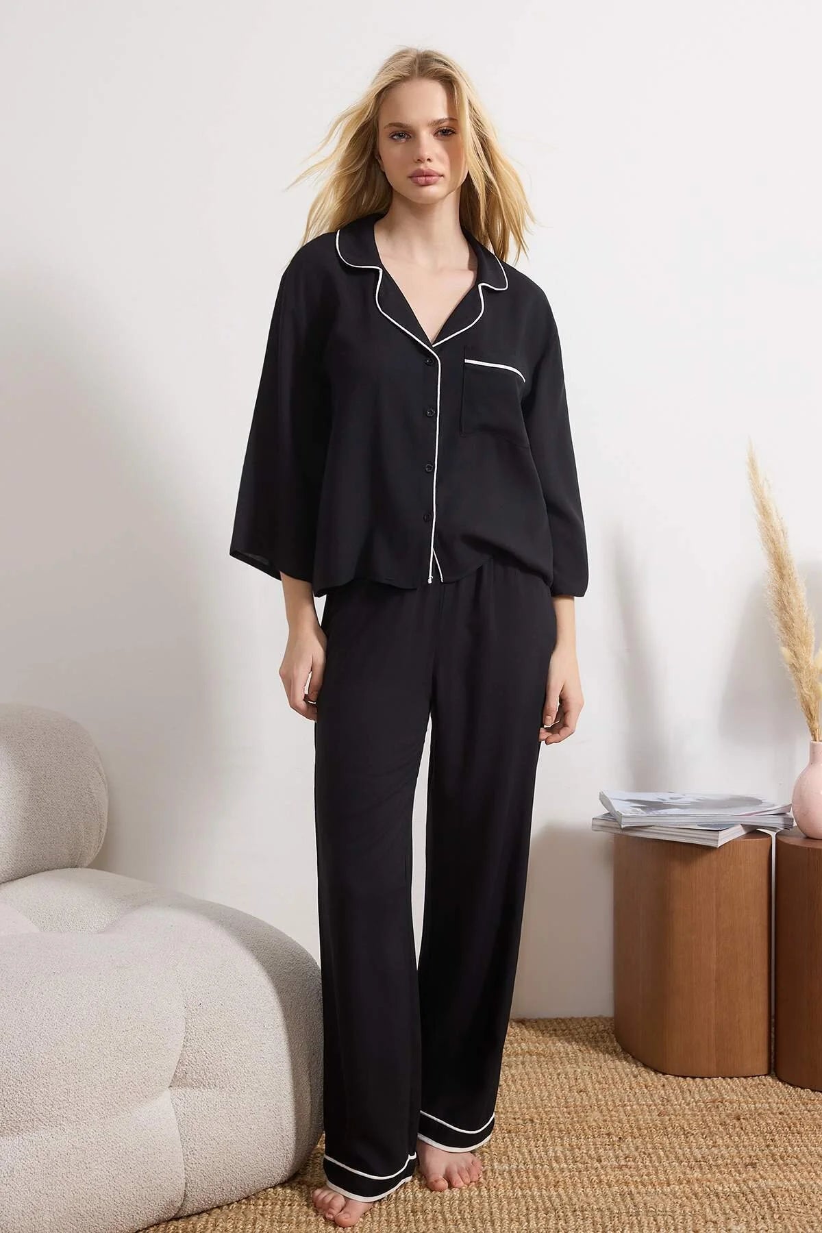 Black Piping Pajama