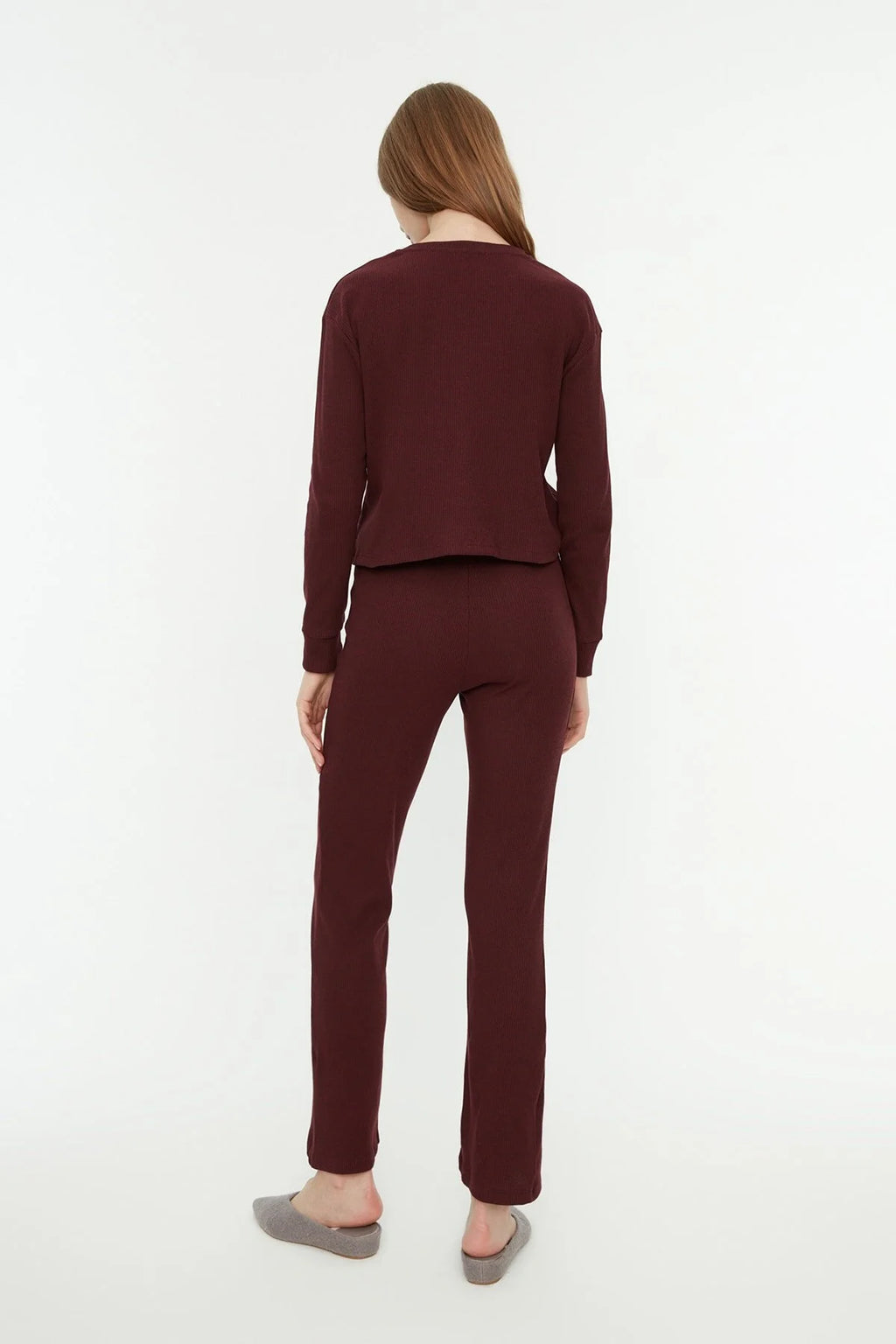Burgundy Ribbed Cotton Set