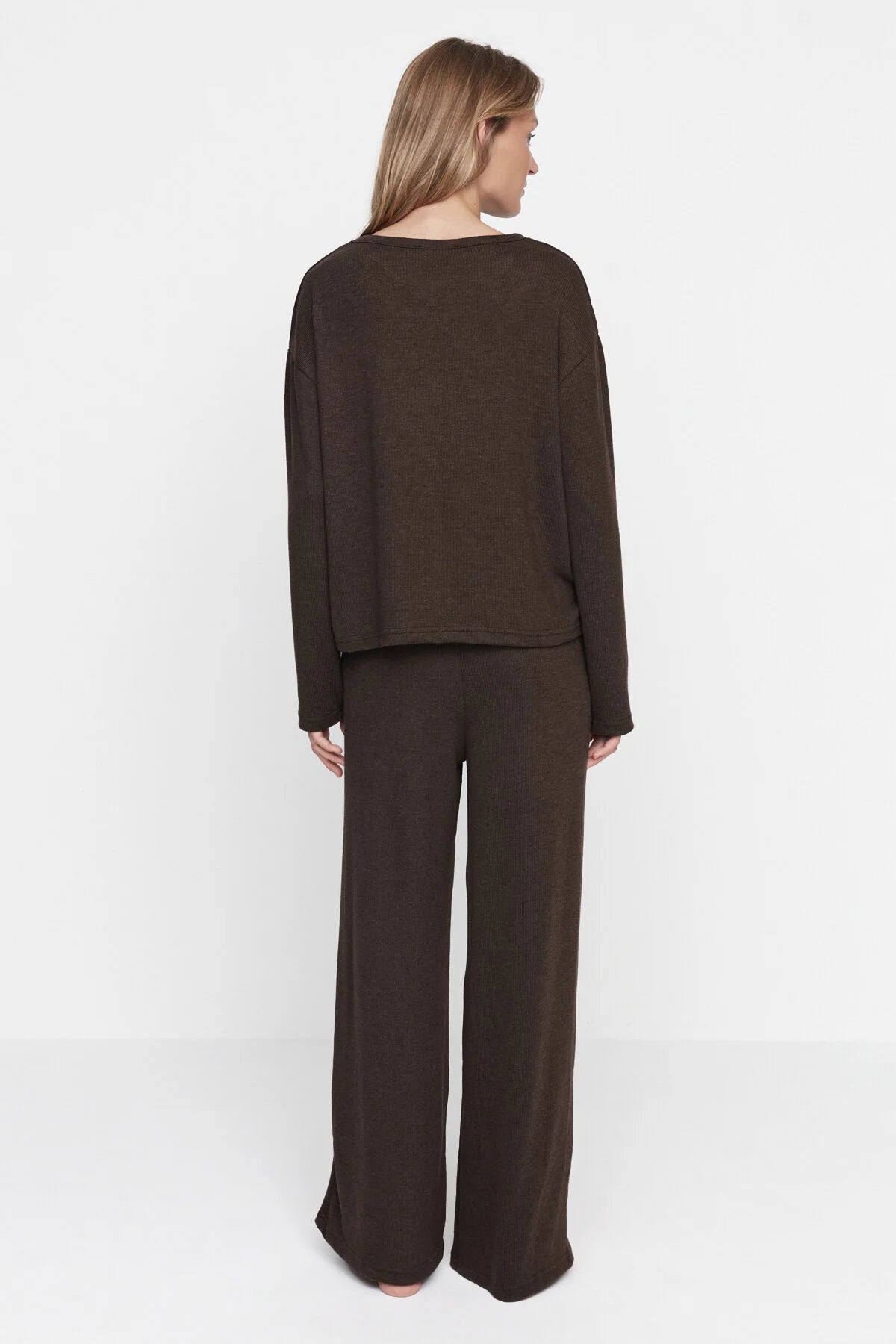 Brown Ribbed Cotton Set