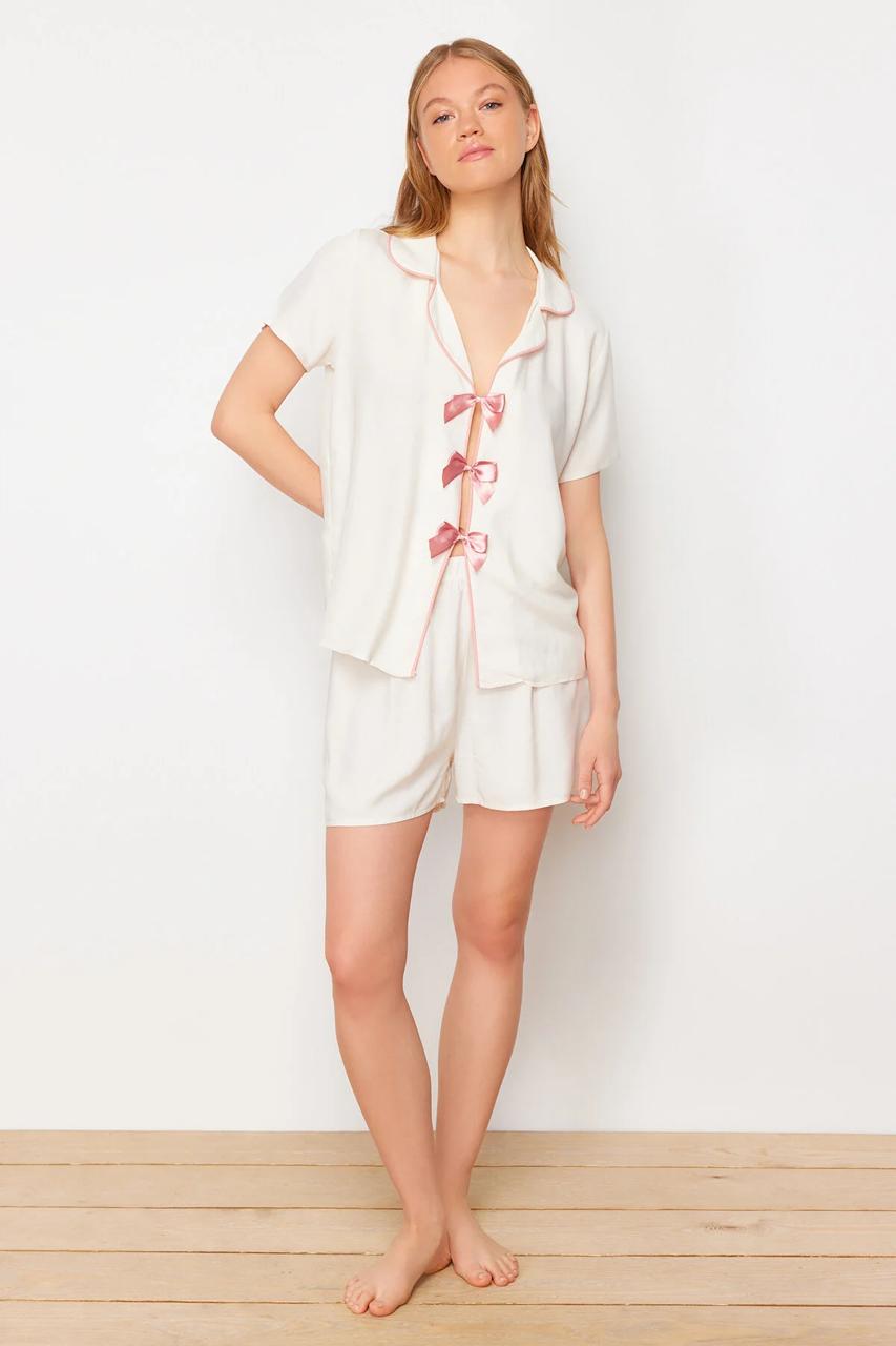 White Ribbon Short Pajama
