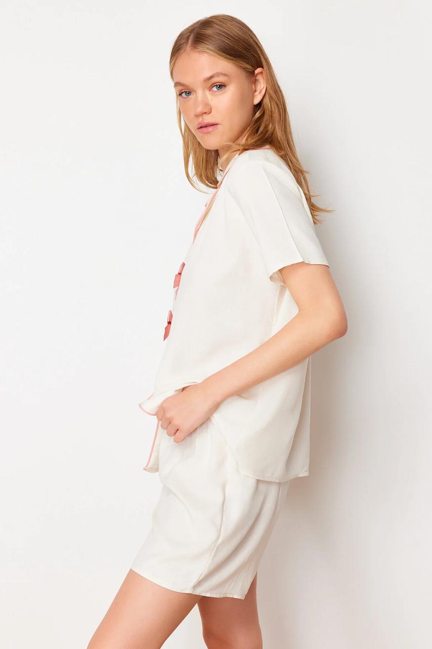 White Ribbon Short Pajama