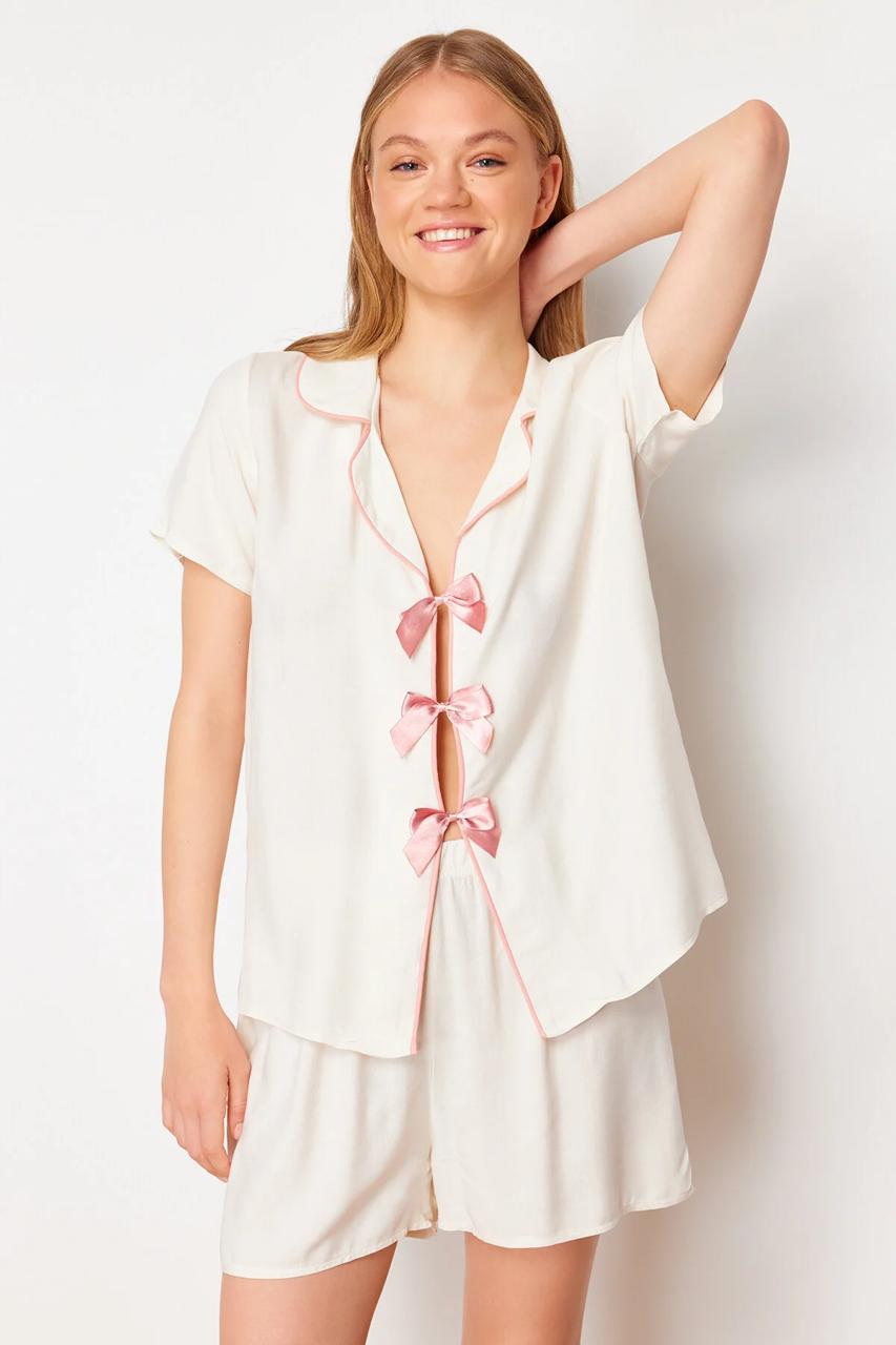 White Ribbon Short Pajama