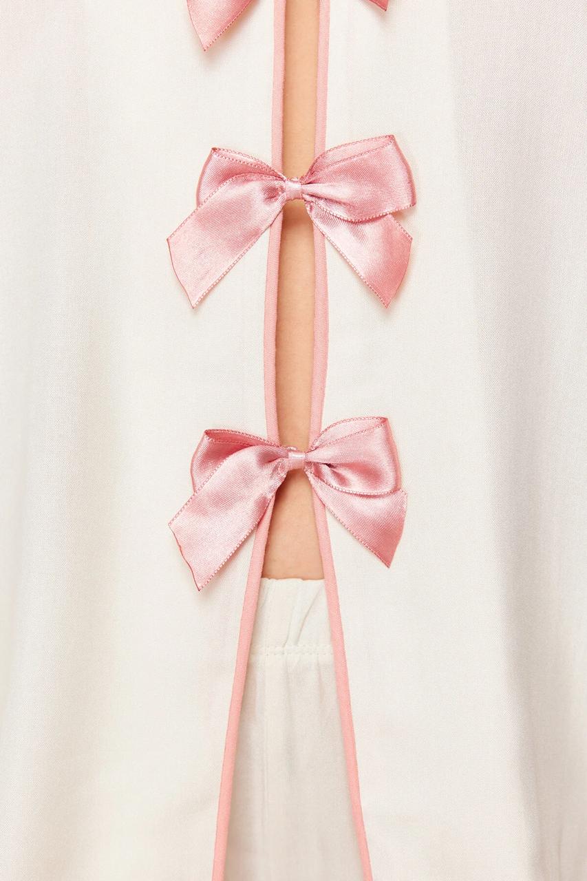 White Ribbon Short Pajama