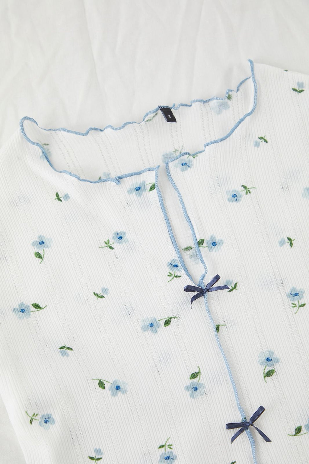 White Blue Floral Short