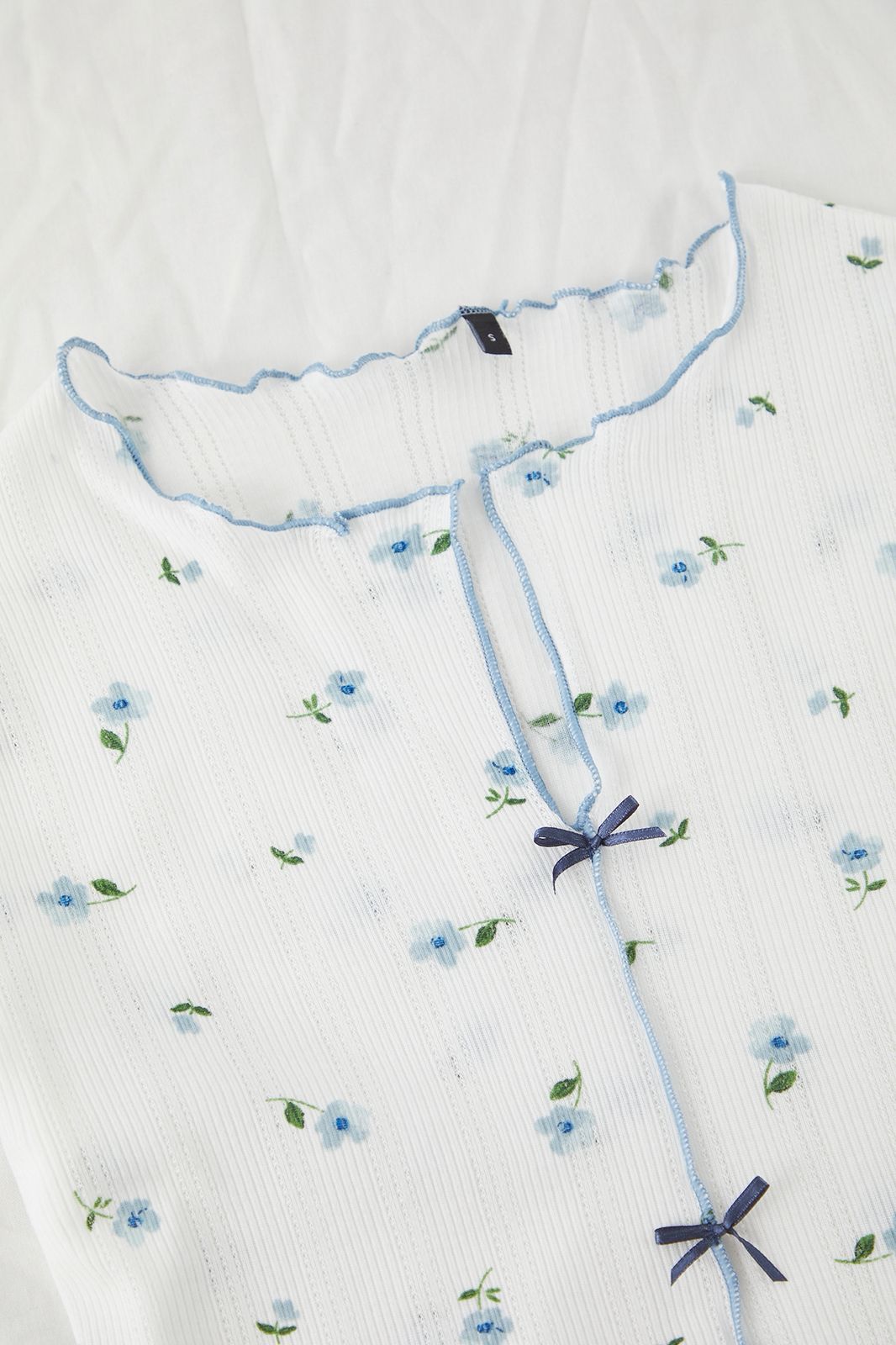 White Blue Floral Short