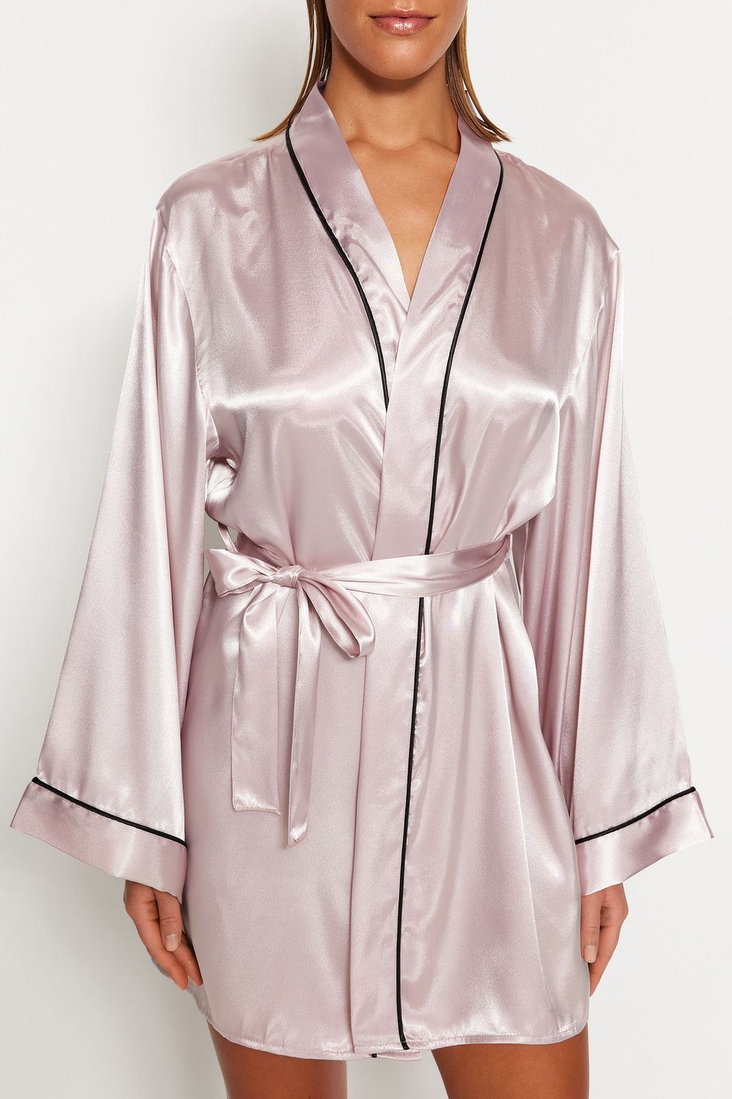 power belted satin dressing gown