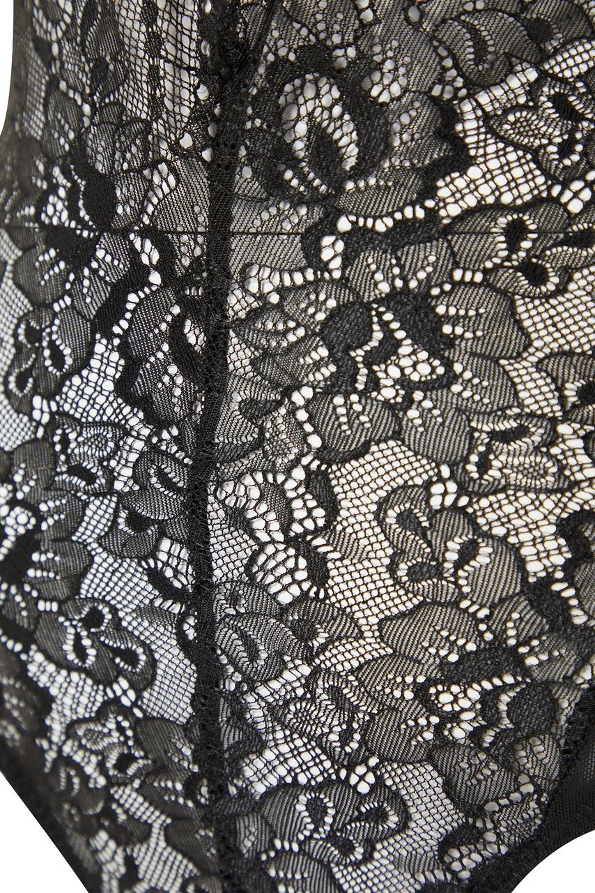 Black Cut-Out Lace Bodysuit