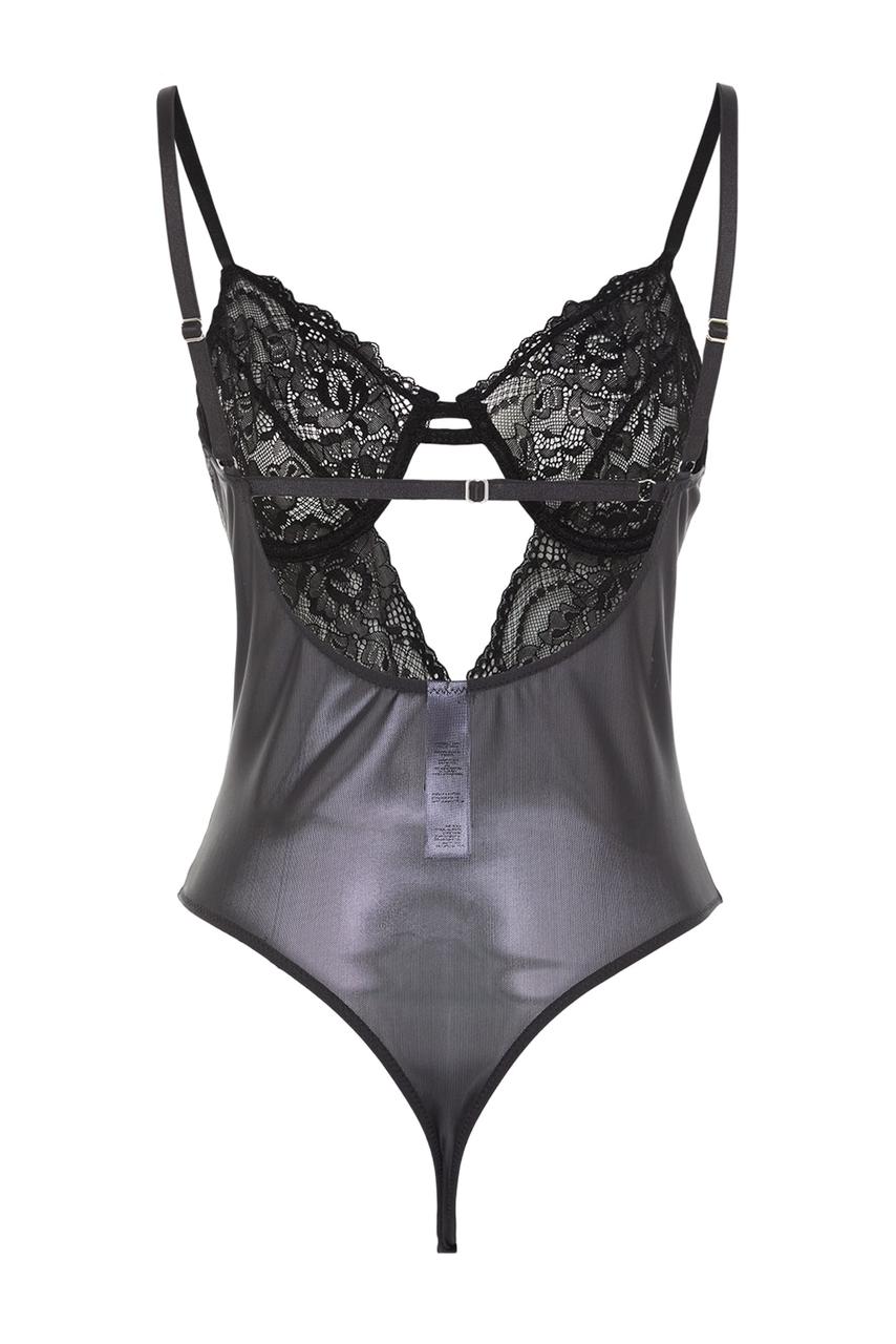 Black Cut-Out Lace Bodysuit