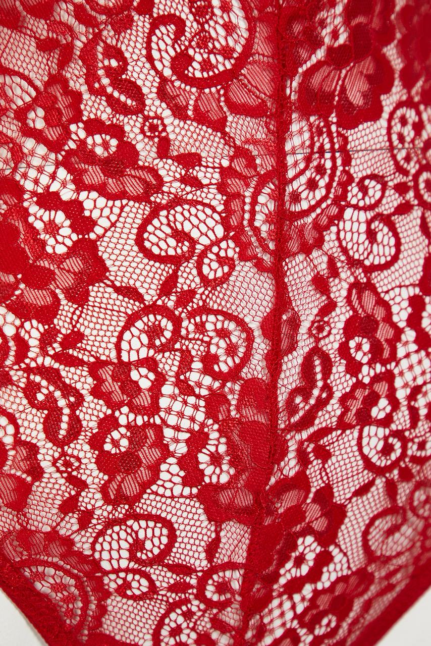 Red Cut-Out Lace Bodysuit
