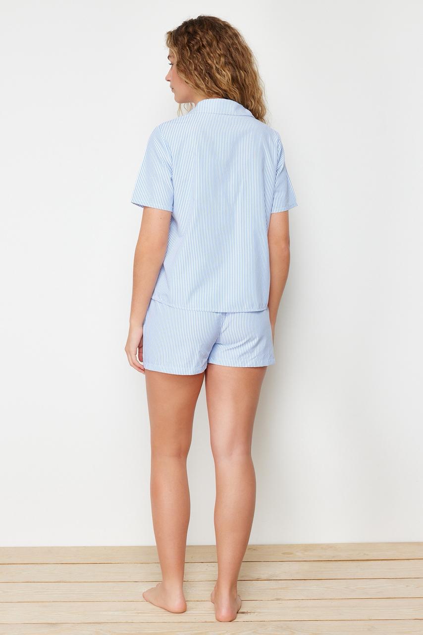 Blue 3 piece striped poplin set