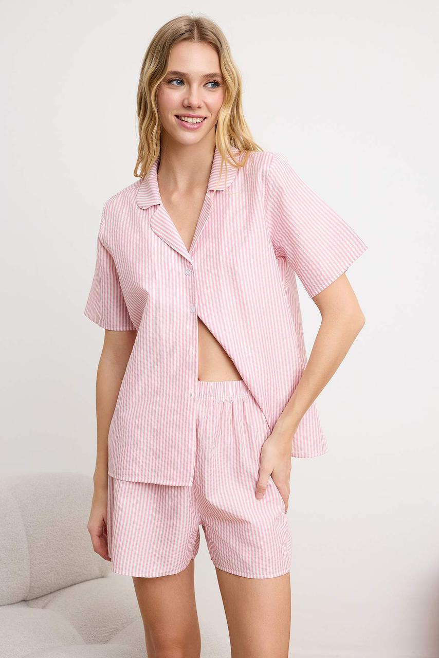 pink 3 piece striped poplin set