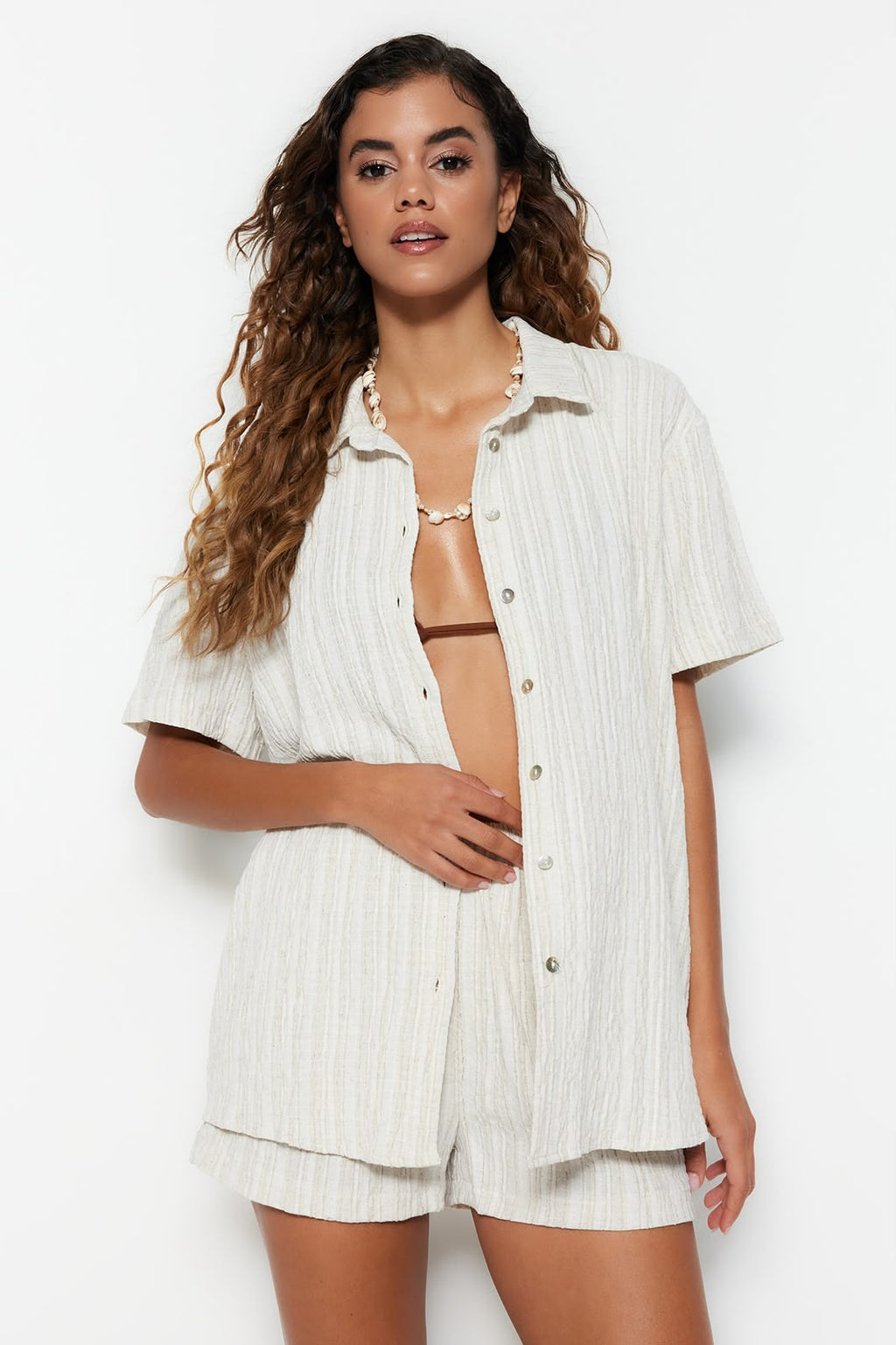 Beige Beach Short Set