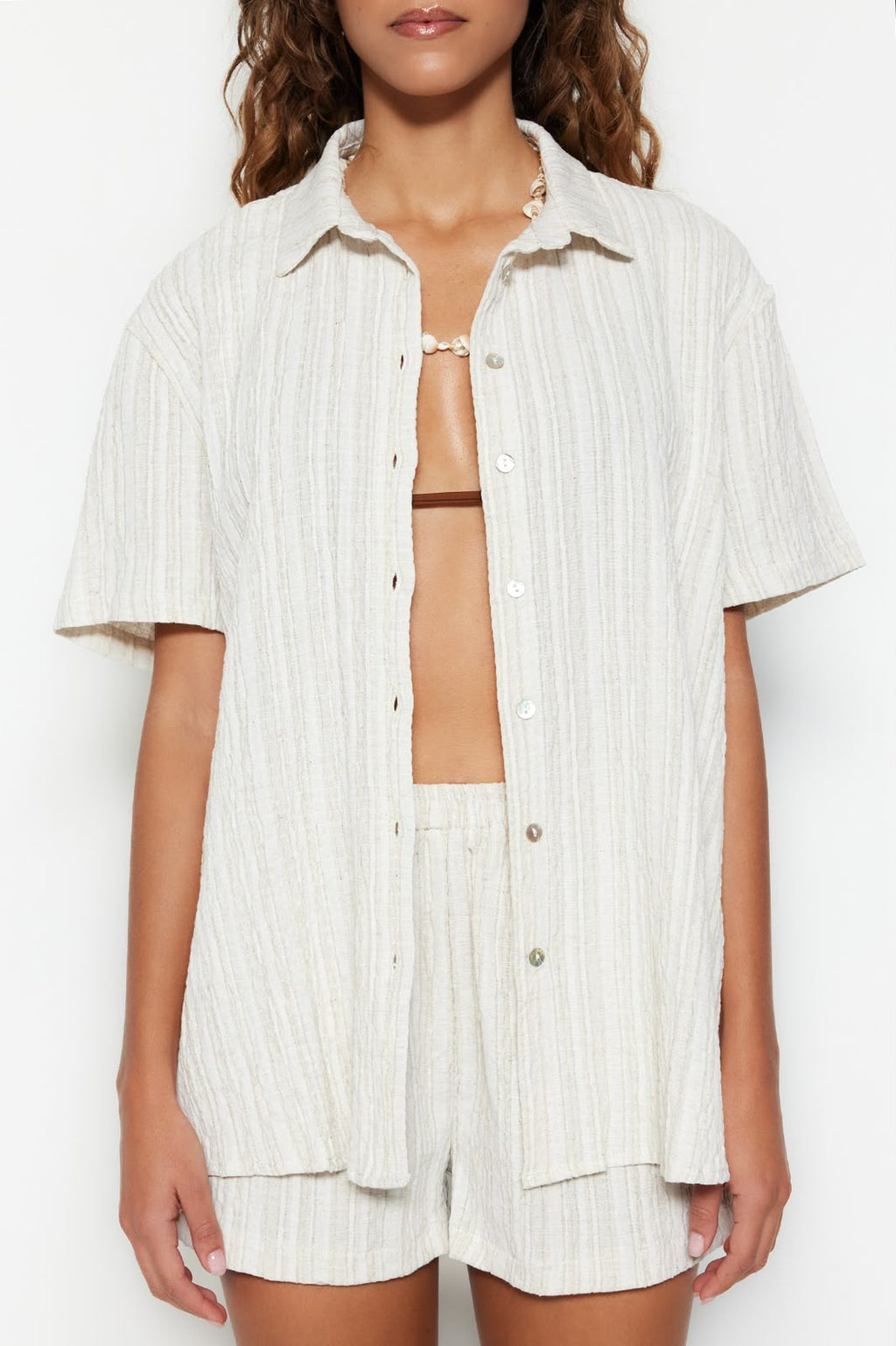 Beige Beach Short Set