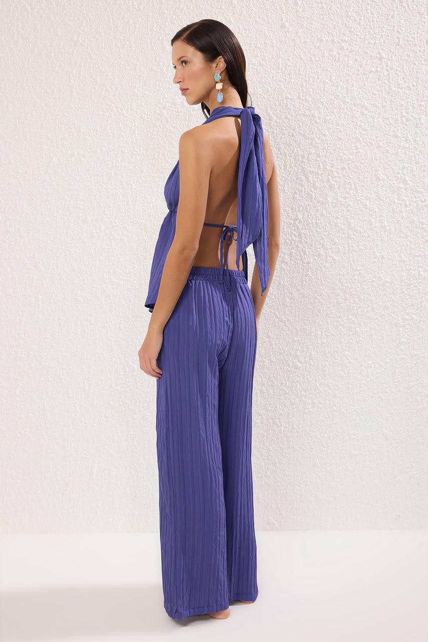 Purple Shirred Beach Set