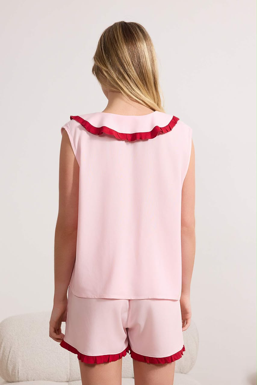 pink ruffled pajama